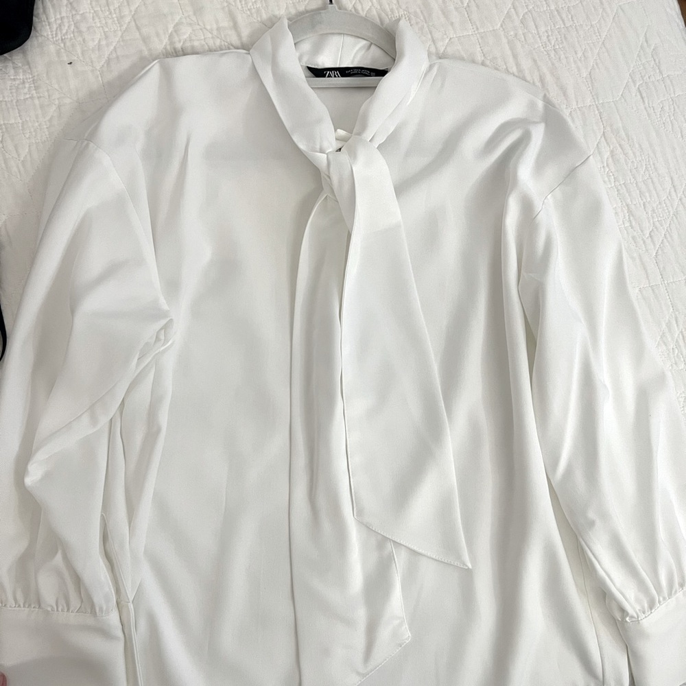 ZARA Tied Satin Blouse